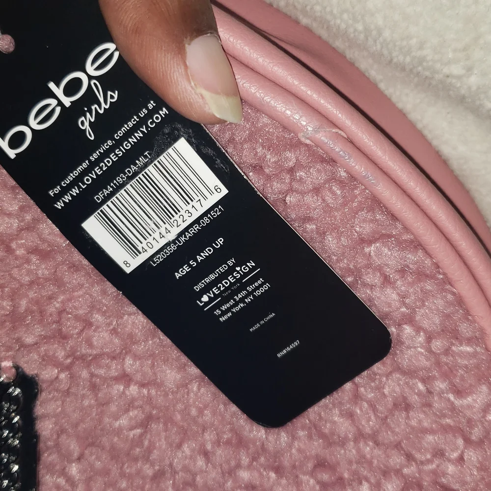 Bebe Pink Heart Crossbody Bag with Plush Texture - Picture 2 of 13